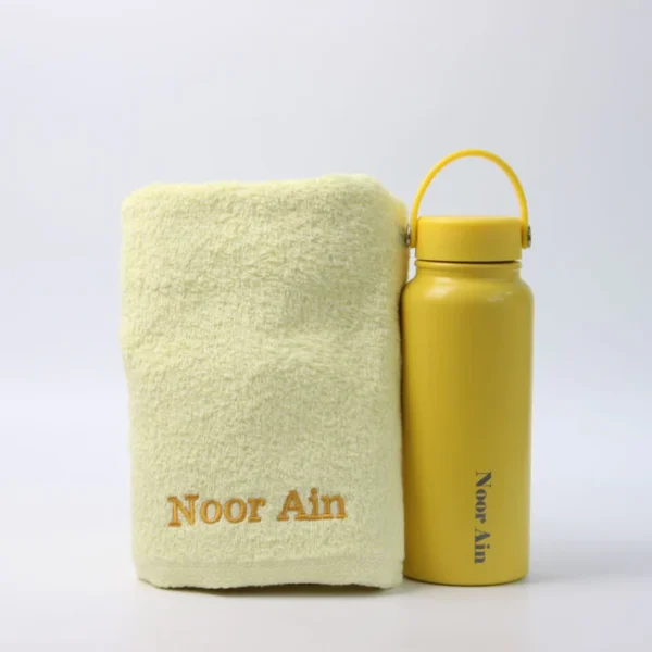 Personalised Gift Set Towel and tumbler thermos 2